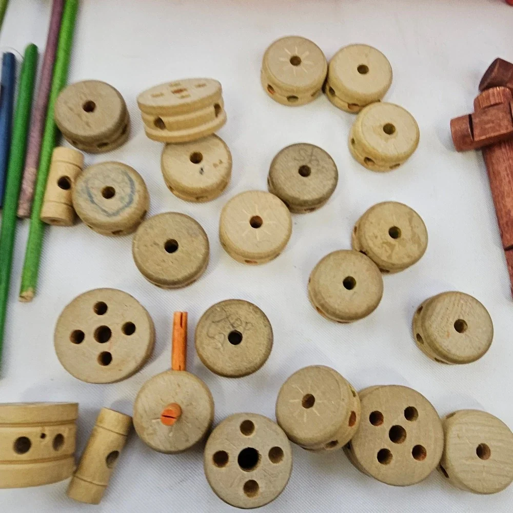 Vintage TinkerToy Wooden Building Set‎ Mixed Lot 1985 Lego Systems w Lego Case